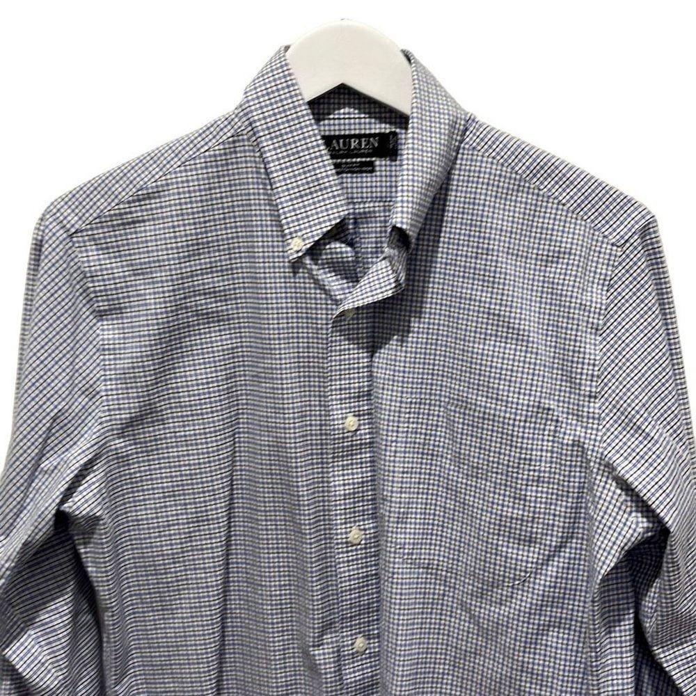 Lauren Ralph Lauren mens blue plaid button up shirt 15 1/2 34-35 Non Iron Preppy